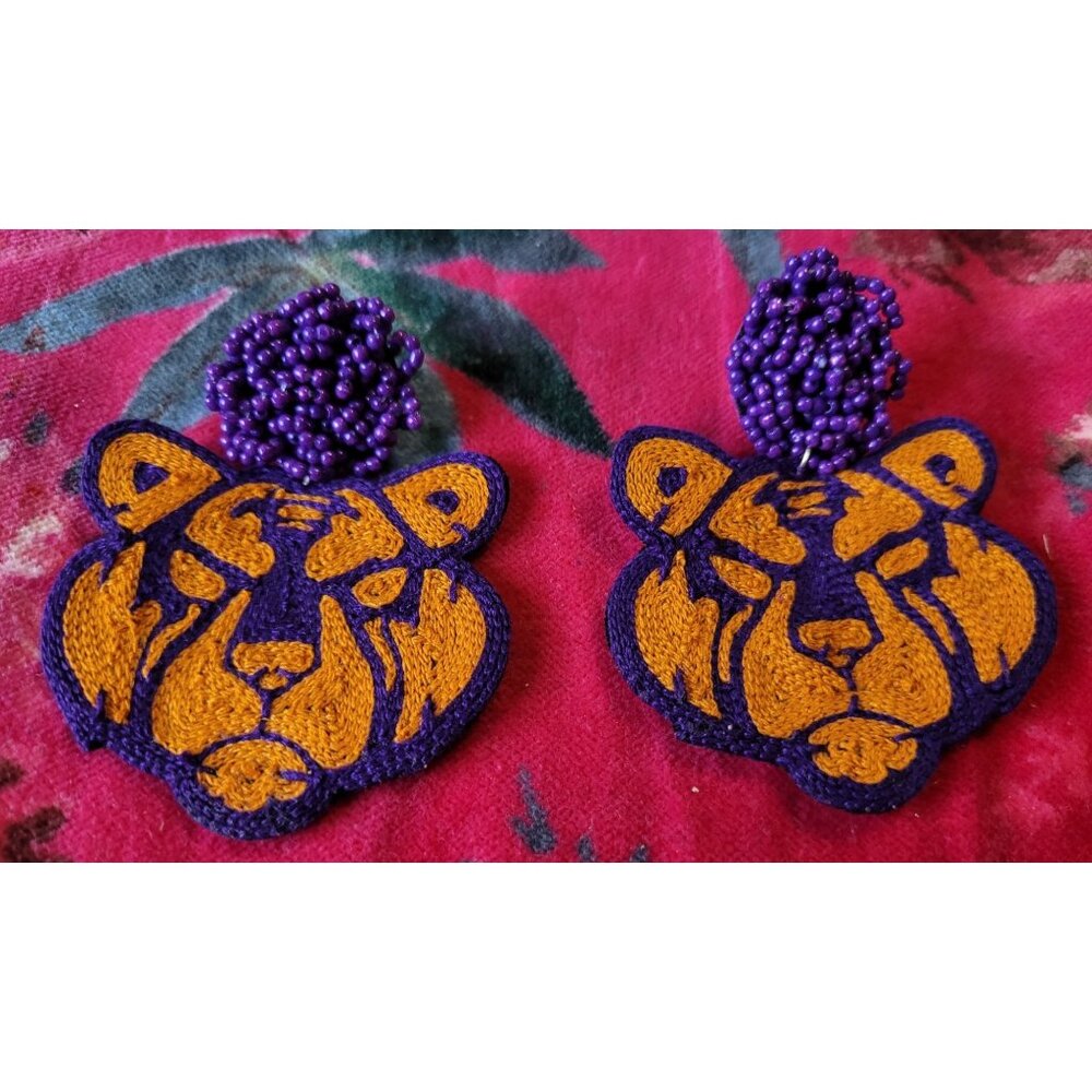 NEW Clemson Tiger Handmade Earrings